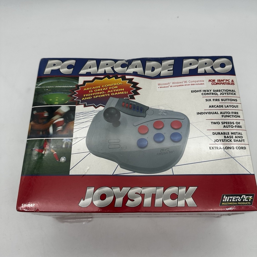 Vintage New Interact PC Arcade Pro Joystick IBM PC Windows 90's Game Controller